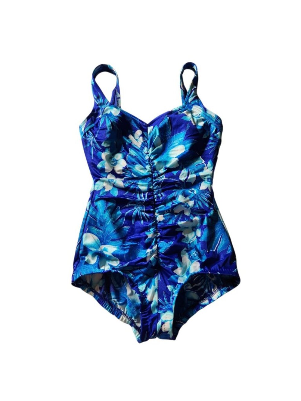 Vintage Maxine Of Hollywood Swimsuit Womens 14 Blue Spa One Piece